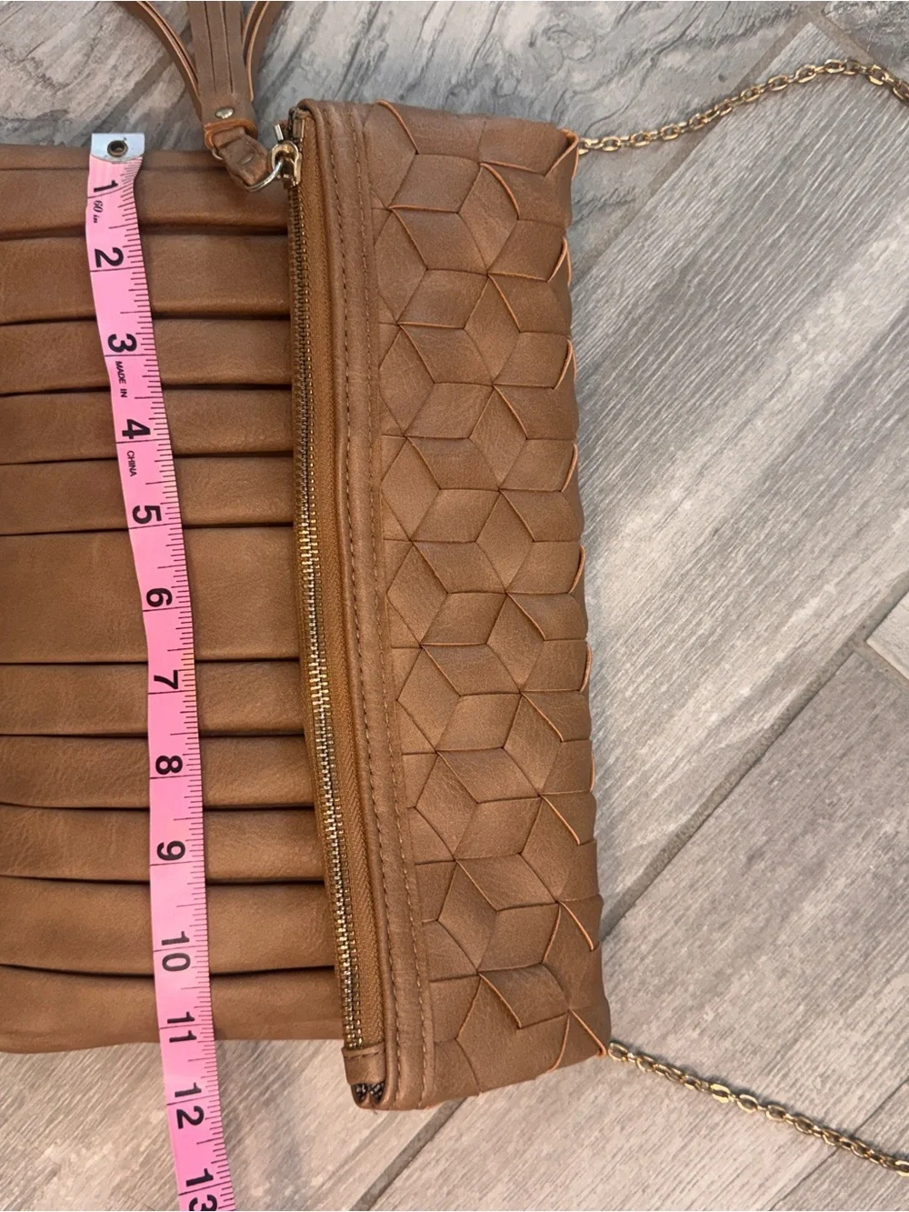 Urban Expressions Tan Foldover Clutch with Tassel crossbody